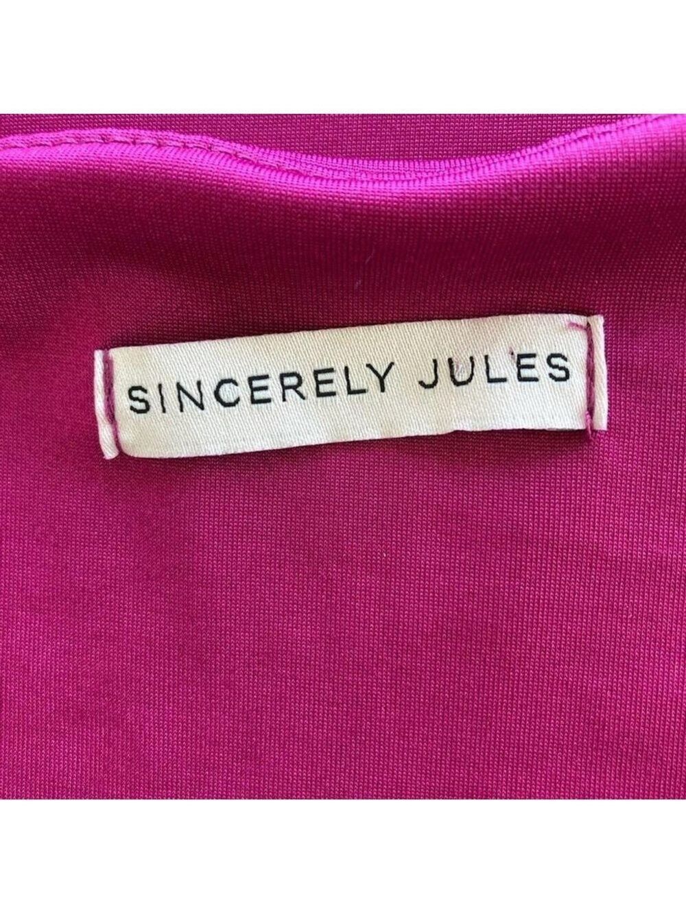 Sincerely Jules Hot Fuchsia M Slinky Sleeveless Square Neck Bodycon Midi Dress - Picture 5 of 6
